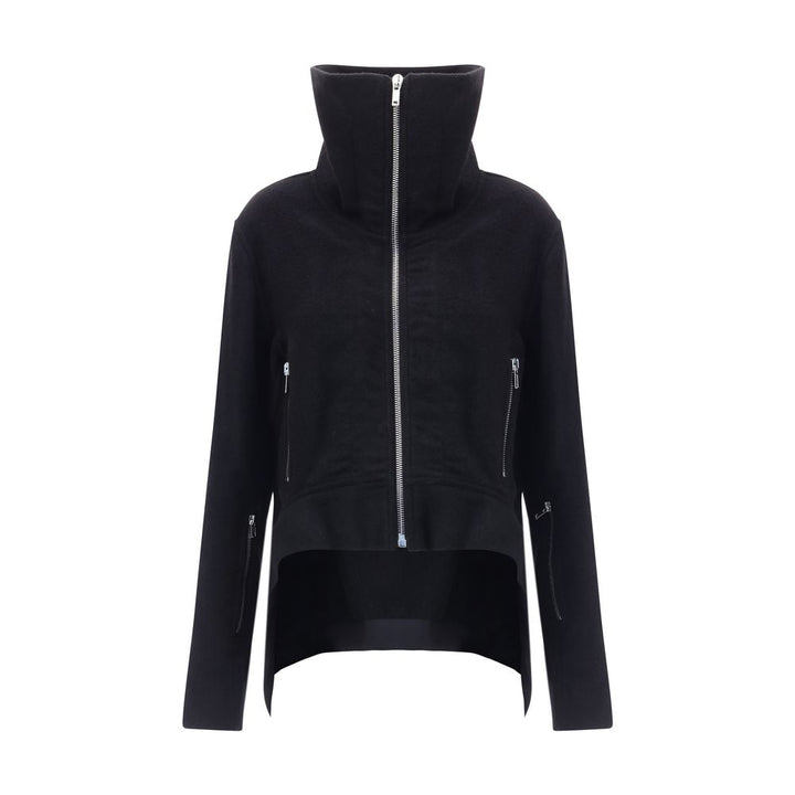 Rick Owens Black Fleece Wool Biker Jacket