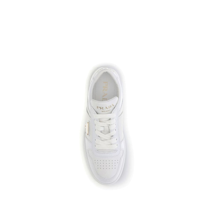 Prada White Calf Leather Bos Taurus Platform Sneakers