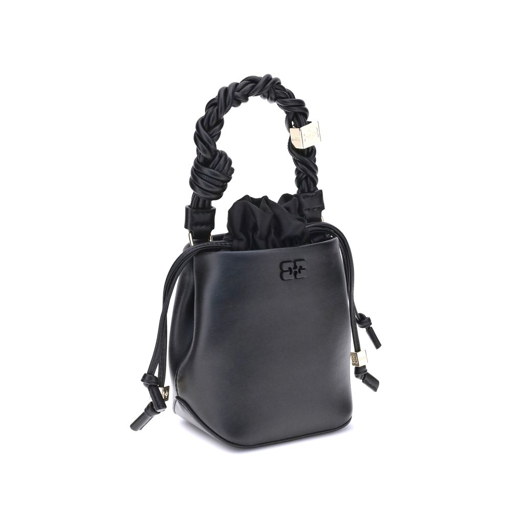 Ganni Black Recycled Leather Backet Bag