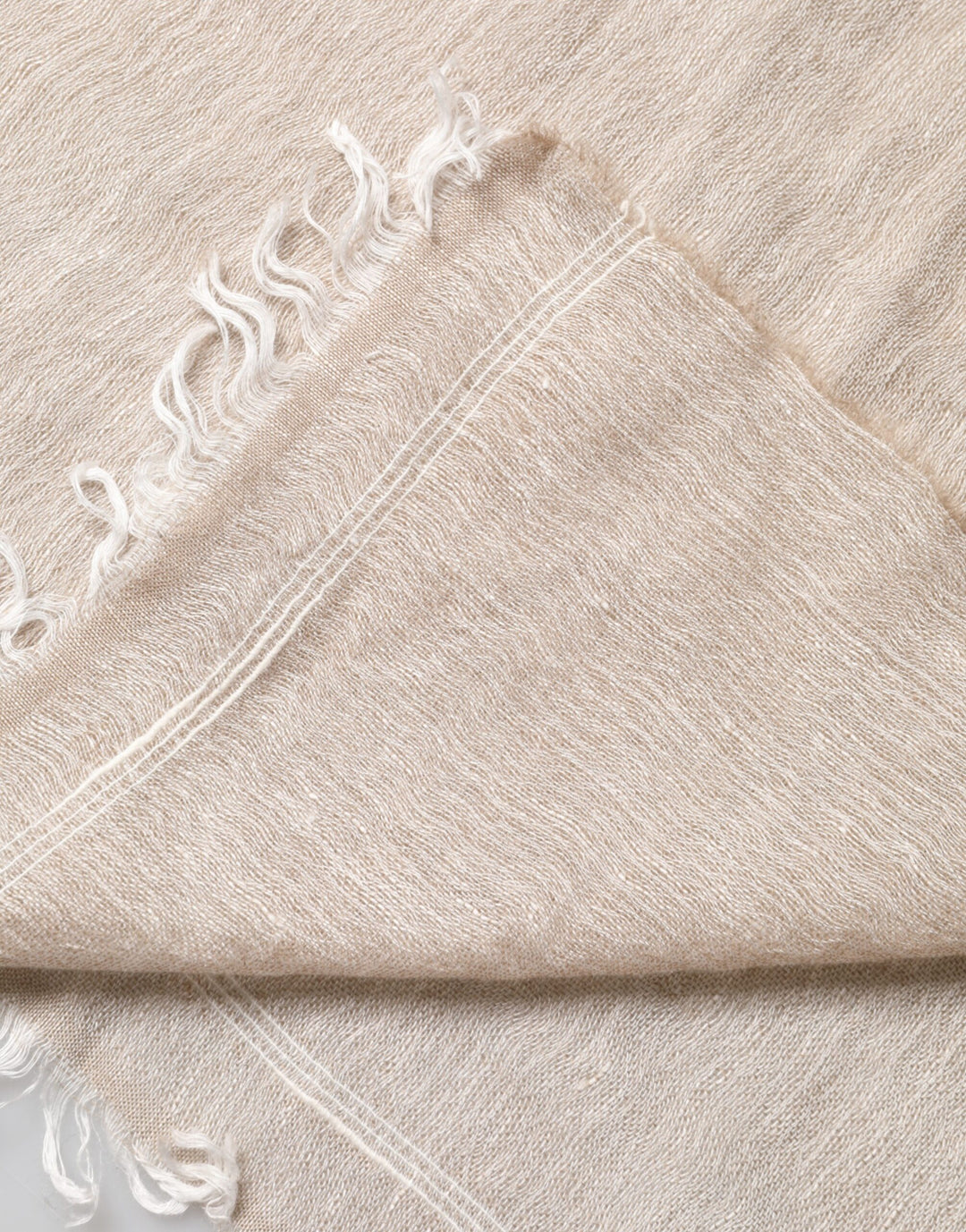 Dolce & Gabbana Beige Linen Neck Wrap Men Shawl Fringe Scarf