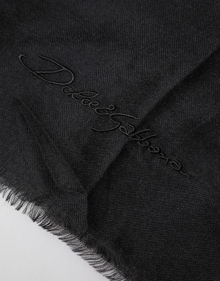 Dolce & Gabbana Black Cashmere Knit Neck Wrap Shawl Scarf