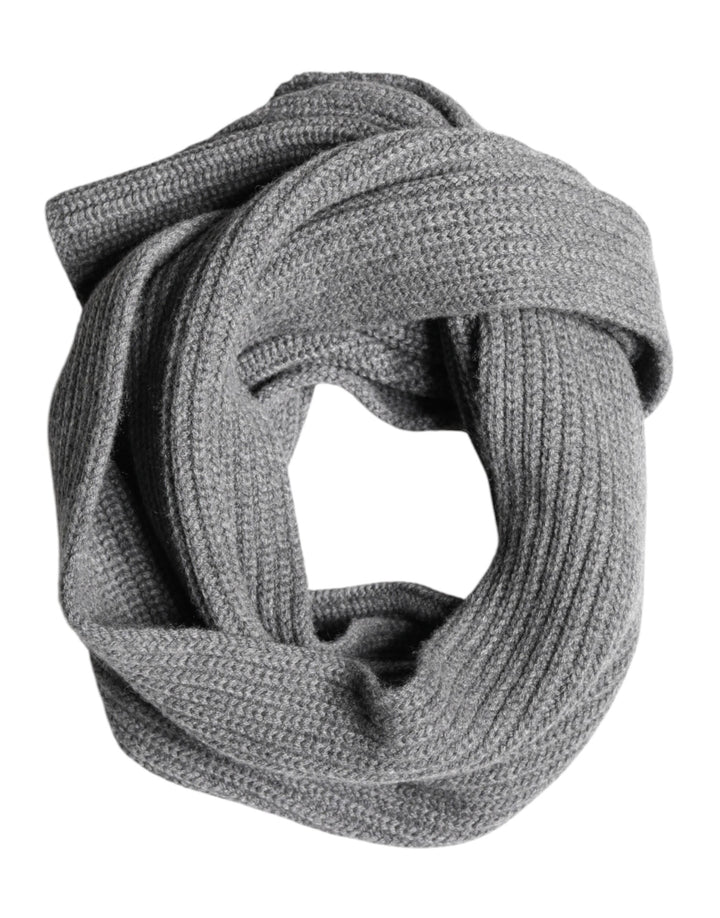 Dolce & Gabbana Gray Cashmere Knit Neck Wrap Shawl Scarf