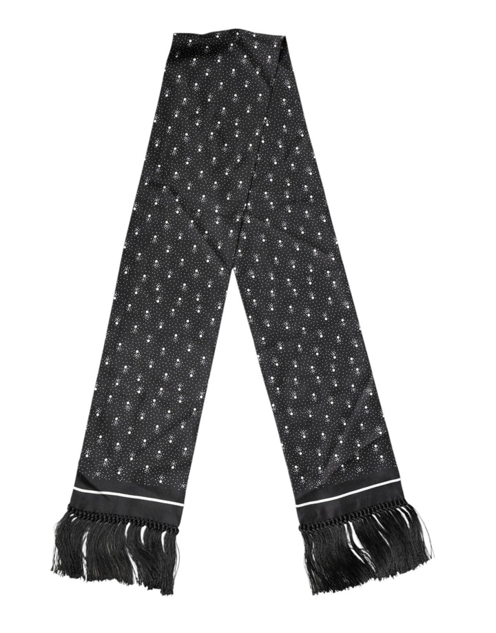 Dolce & Gabbana Black Silk Dotted Men Neck Wrap Shawl Scarf