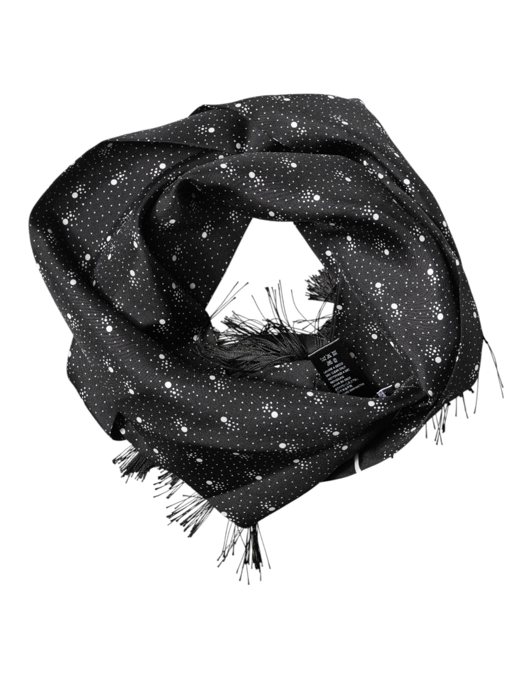 Dolce & Gabbana Black Silk Dotted Men Neck Wrap Shawl Scarf