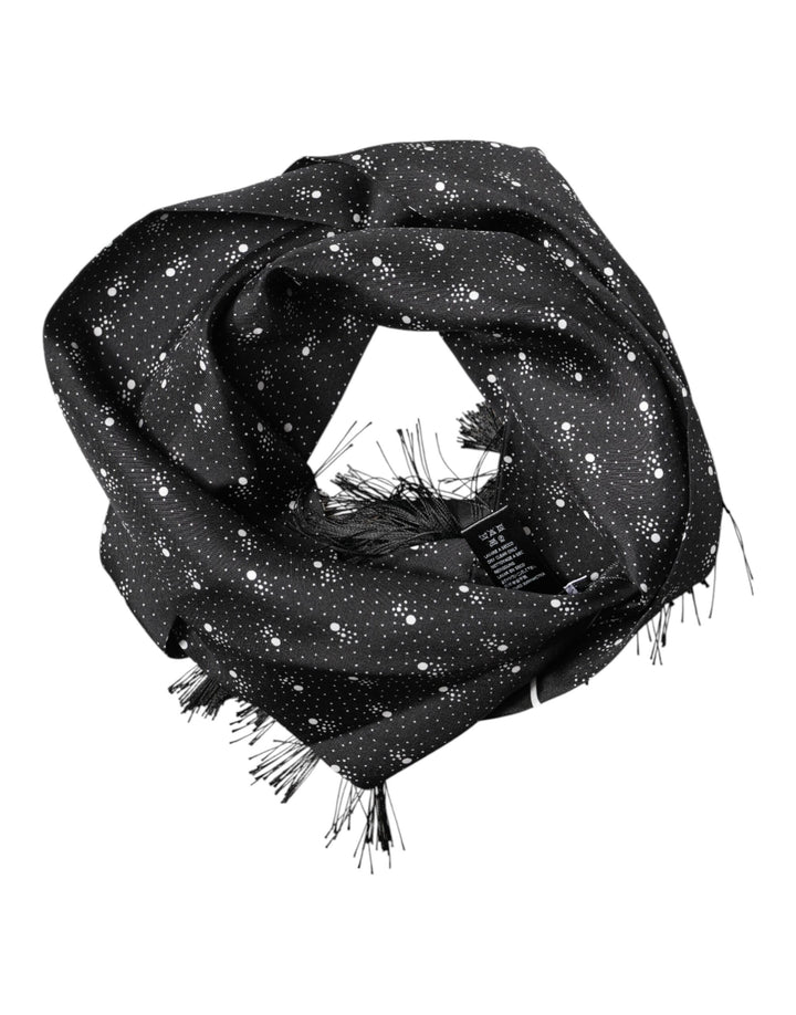 Dolce & Gabbana Black Silk Dotted Men Neck Wrap Shawl Scarf