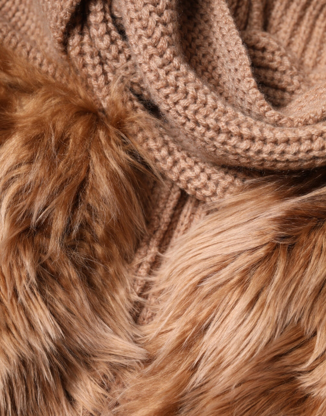 Dolce & Gabbana Brown Cashmere Knitted Fur Shawl Scarf
