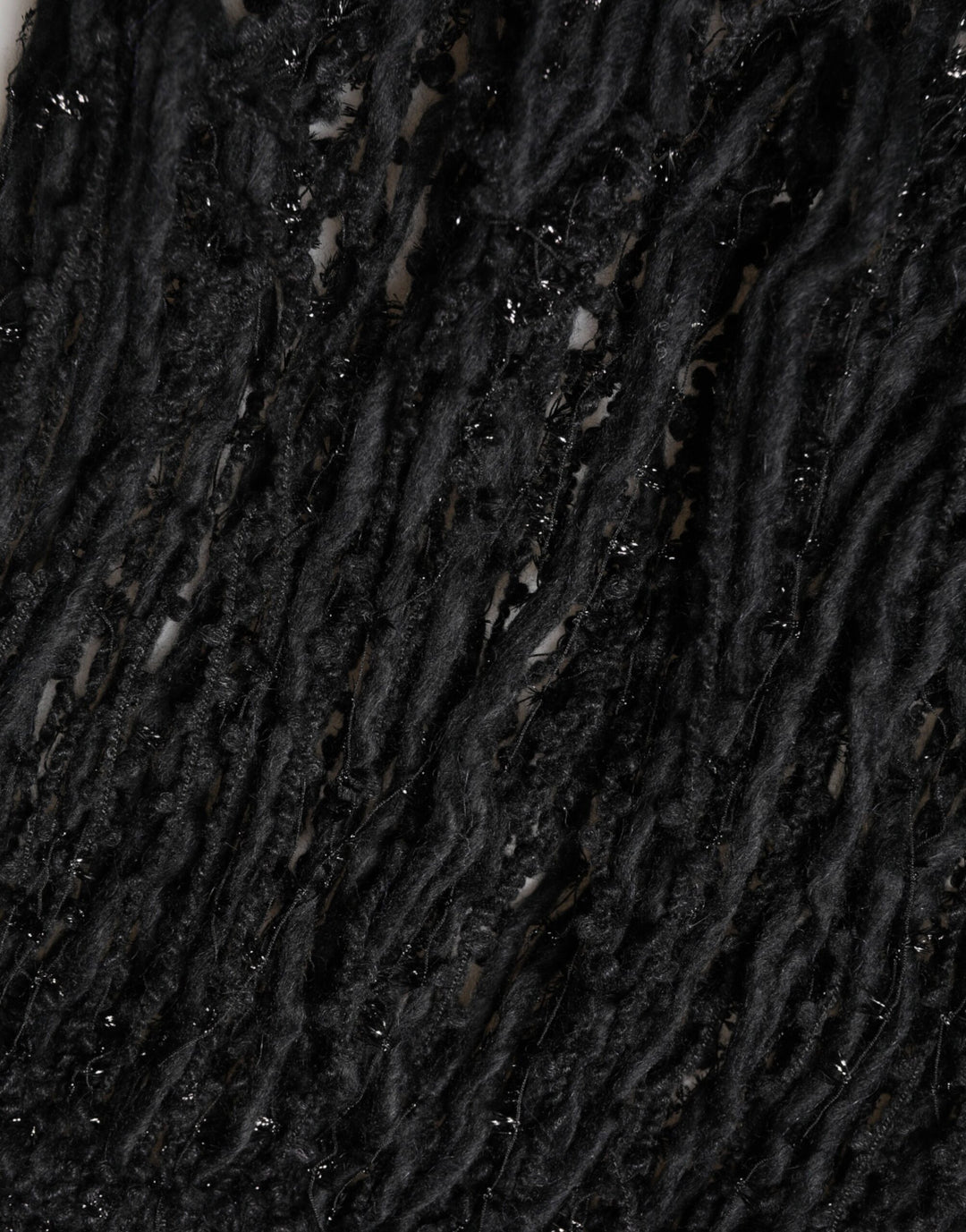 Dolce & Gabbana Black Cashmere Knit Shawl Fringes Scarf