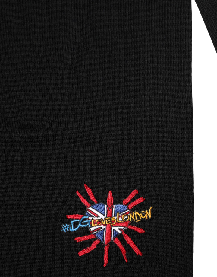 Dolce & Gabbana Blue Wool DG Loves London Neck Wrap Scarf