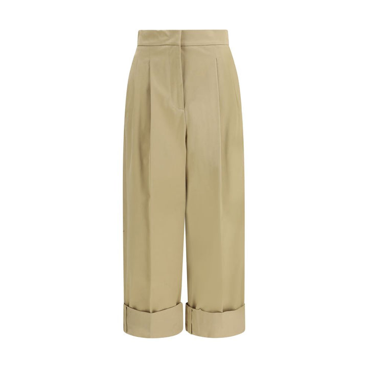 Max Mara Beige Cotton Cropped Pants