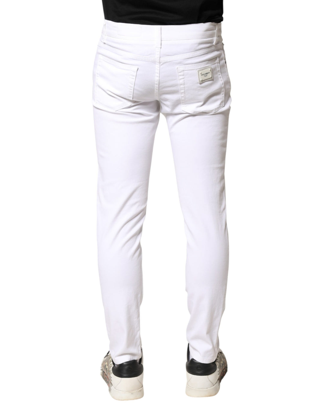 Dolce & Gabbana White Cotton Stretch Skinny Denim Men Jeans