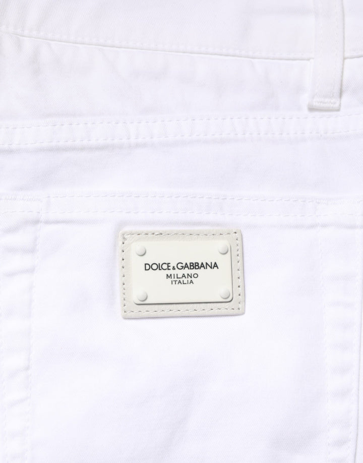 Dolce & Gabbana White Cotton Stretch Skinny Denim Men Jeans