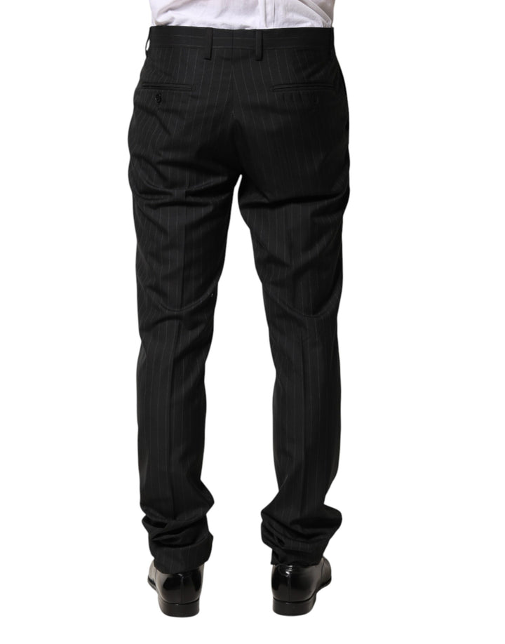 Dolce & Gabbana Black Stripes Wool Men Dress Trousers Pants