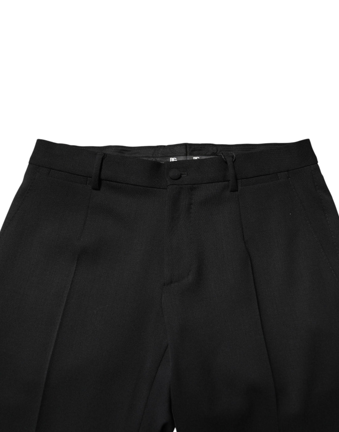 Dolce & Gabbana Black Wool Mid Waist Men Dress Trousers Pants