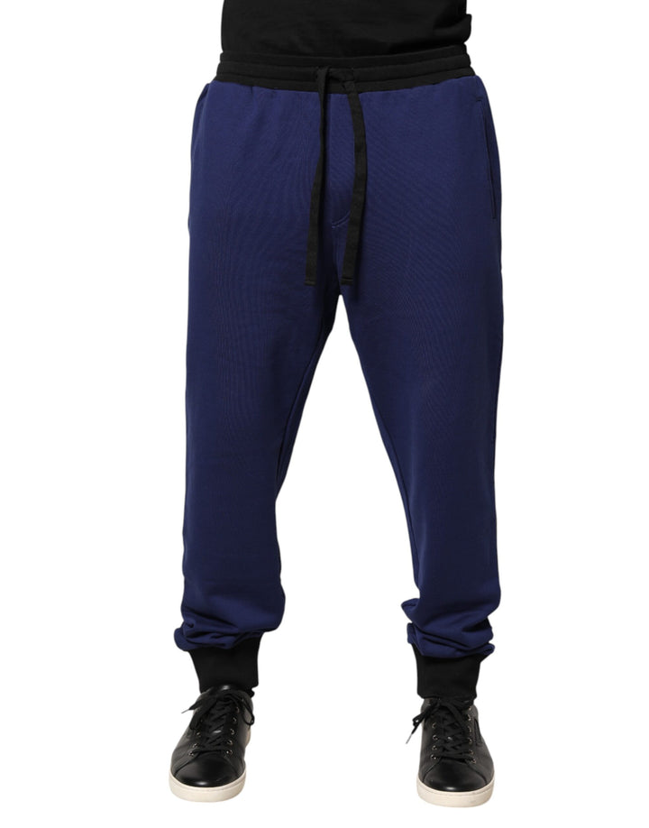 Dolce & Gabbana Blue Cotton Mid Waist Jogger Trousers Pants