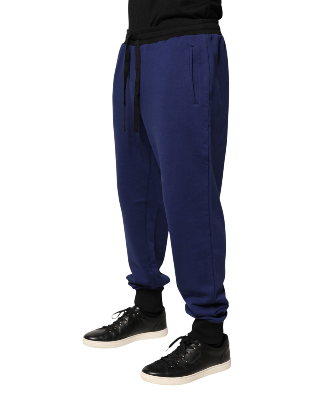 Dolce & Gabbana Blue Cotton Mid Waist Jogger Trousers Pants
