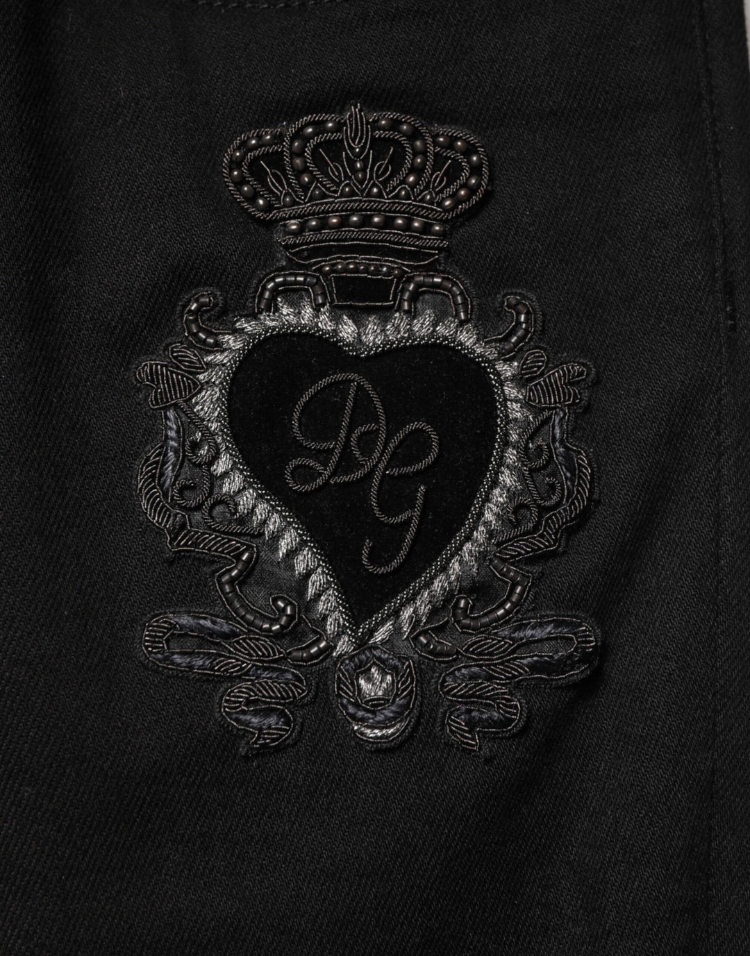 Dolce & Gabbana Black Sacred Heart Men Cotton Denim Jeans