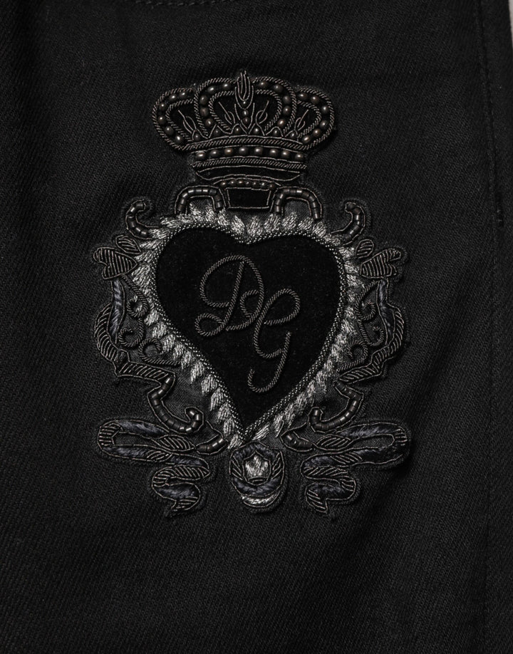 Dolce & Gabbana Black Sacred Heart Men Cotton Denim Jeans