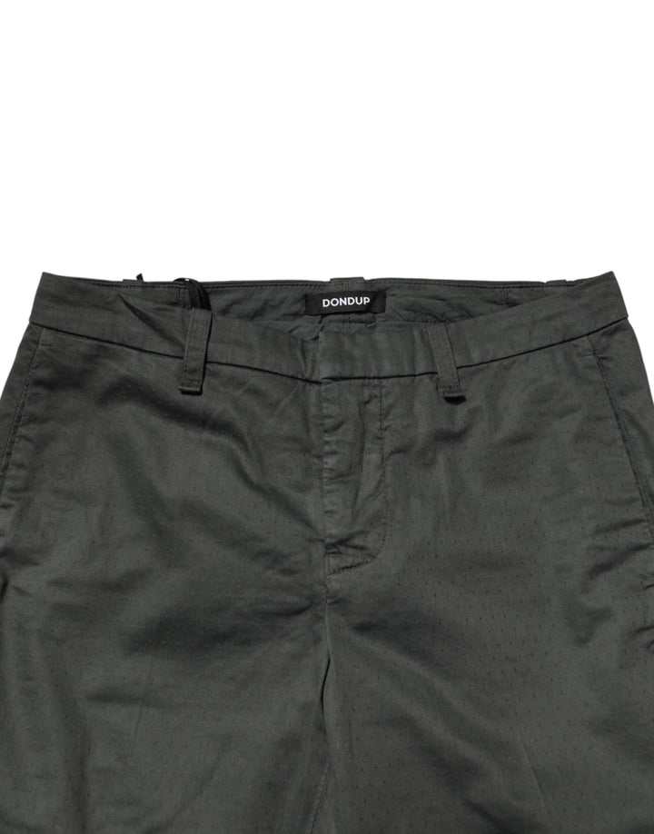 Dondup Dark Gray Cotton Mid Waist Skinny Men Chino Trouser Pants