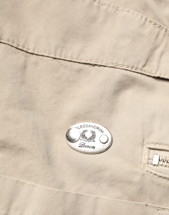 Daniele Alessandrini Beige Cotton Mid Waist Straight Men Denim Jeans