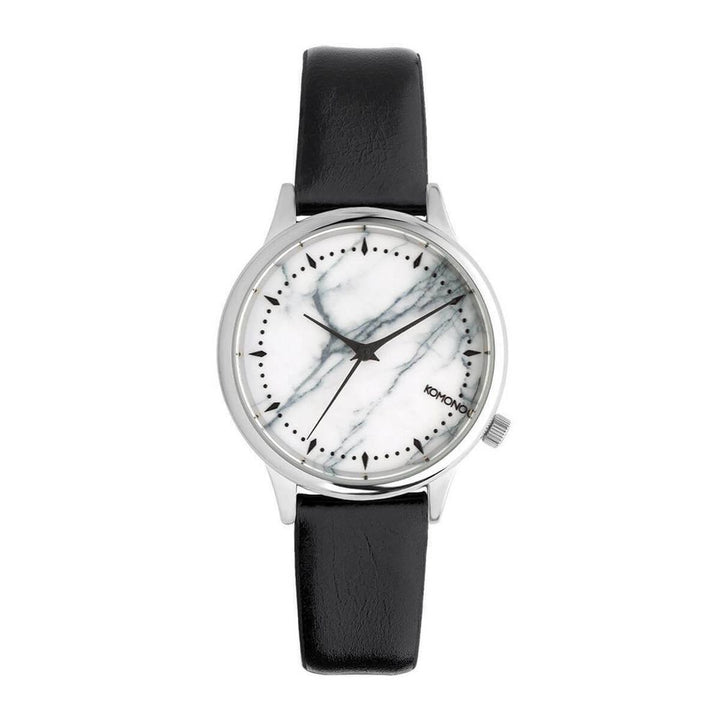 Komono Black Leather Dress Watch