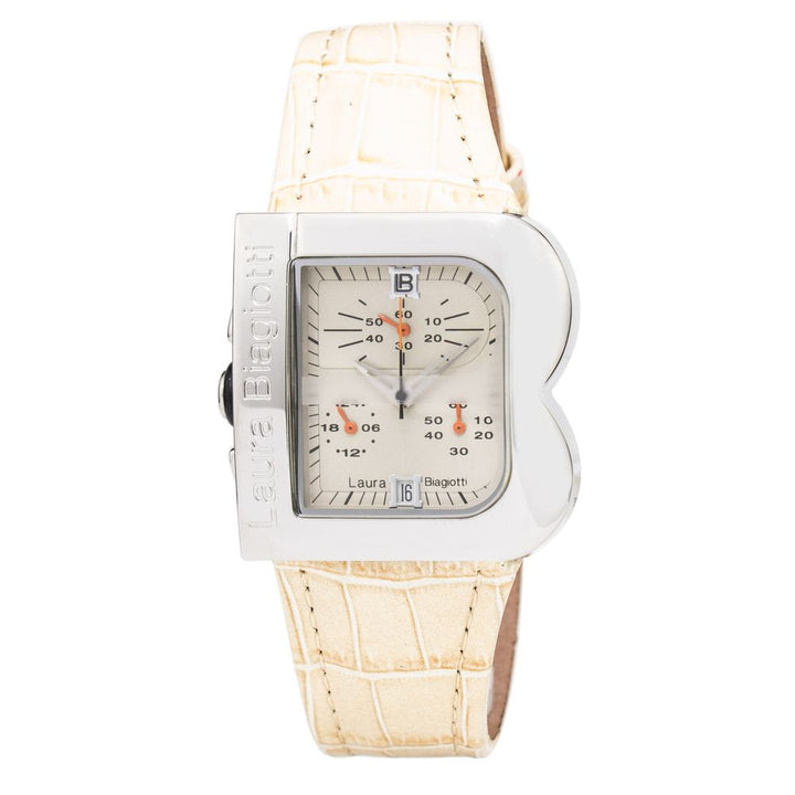 Laura Biagiotti Beige Leather Dress Watch