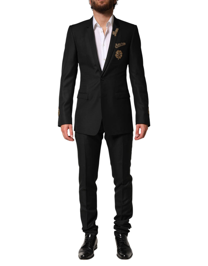 Dolce & Gabbana Black Embellished Single Breasted 2 Pc Suit