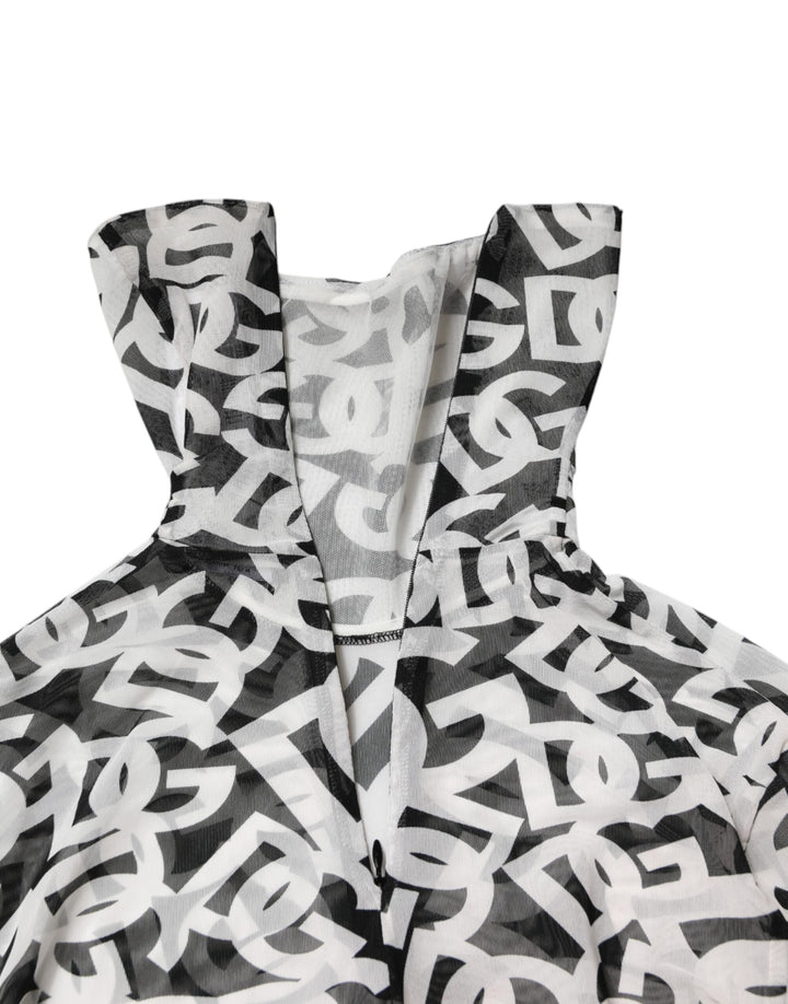 Dolce & Gabbana White DG Logo Long Sleeves Turtleneck Top