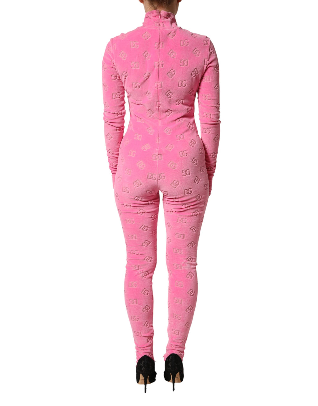 Dolce & Gabbana Pink Logo Monogram Long Sleeve Jumpsuit  Dress