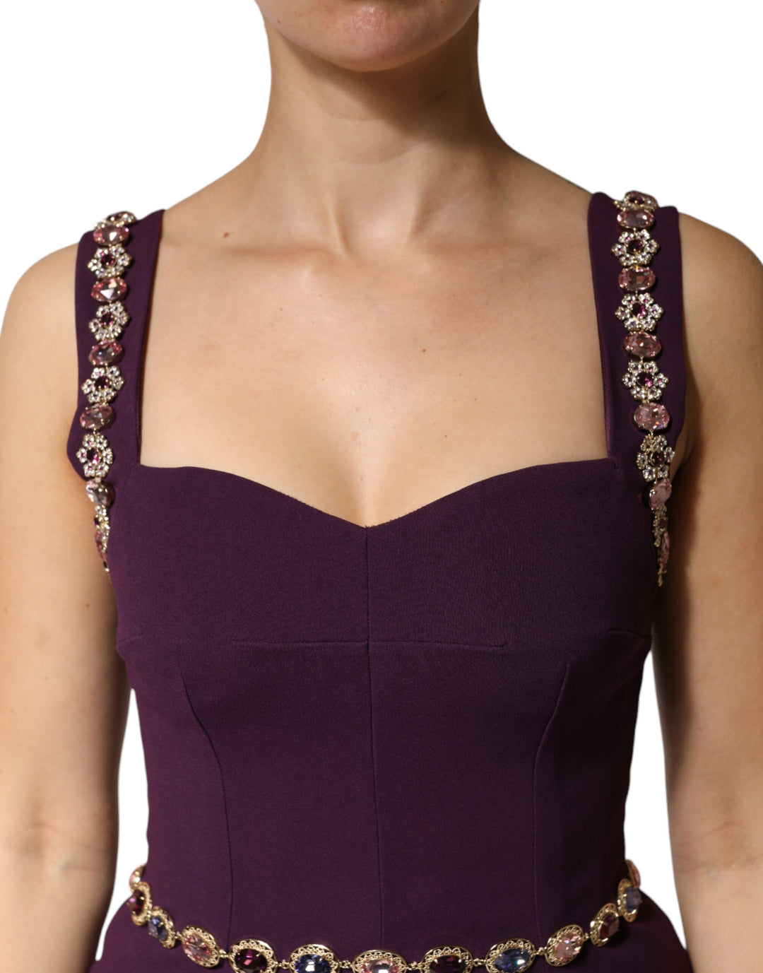 Dolce & Gabbana Violet Embellished Sheath Mermaid Gown Dress