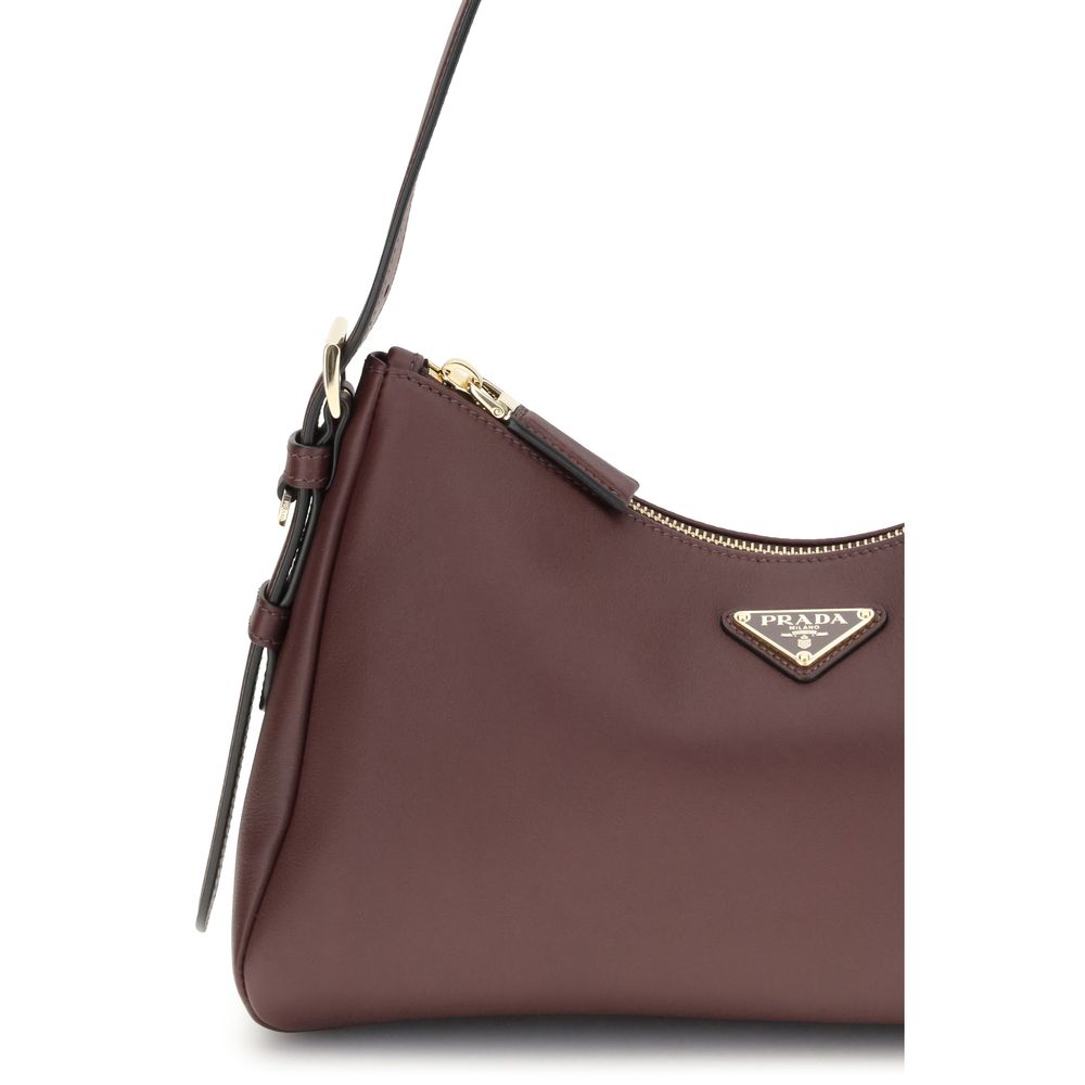 Prada Bordeaux Calf Leather Bos Taurus Shoulder Bag