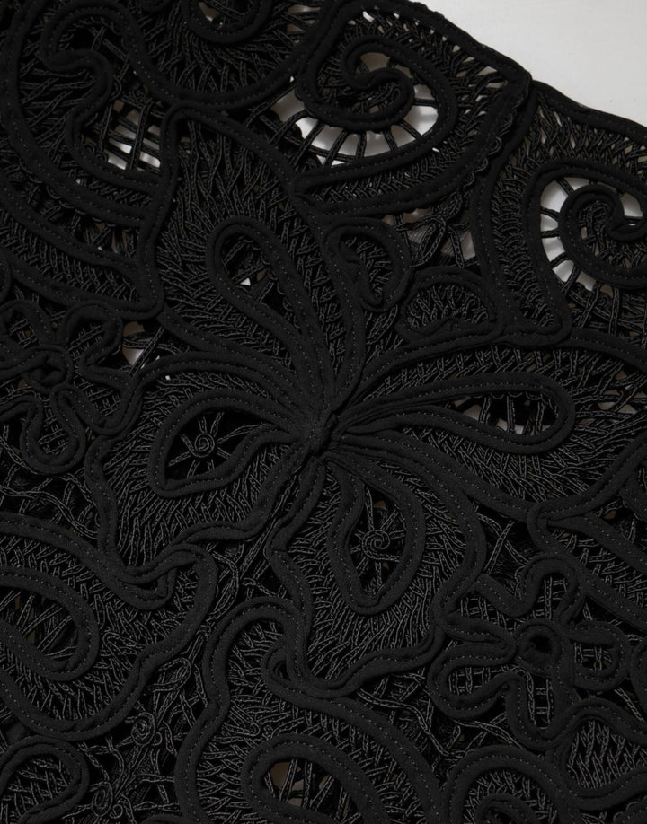 Dolce & Gabbana Black Floral Lace Cropped Coat  Jacket