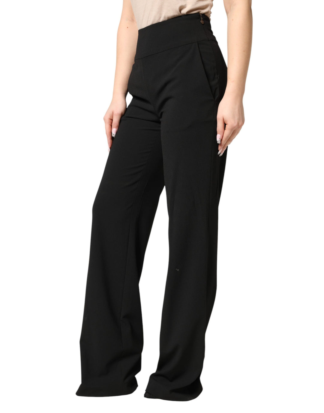 Just Cavalli Black High Waist Straight Trouser Formal Pants