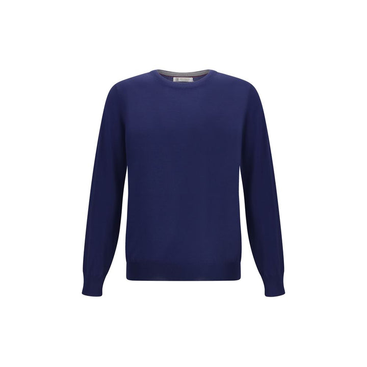 Brunello Cucinelli Blue Fleece Wool Sweatshirt