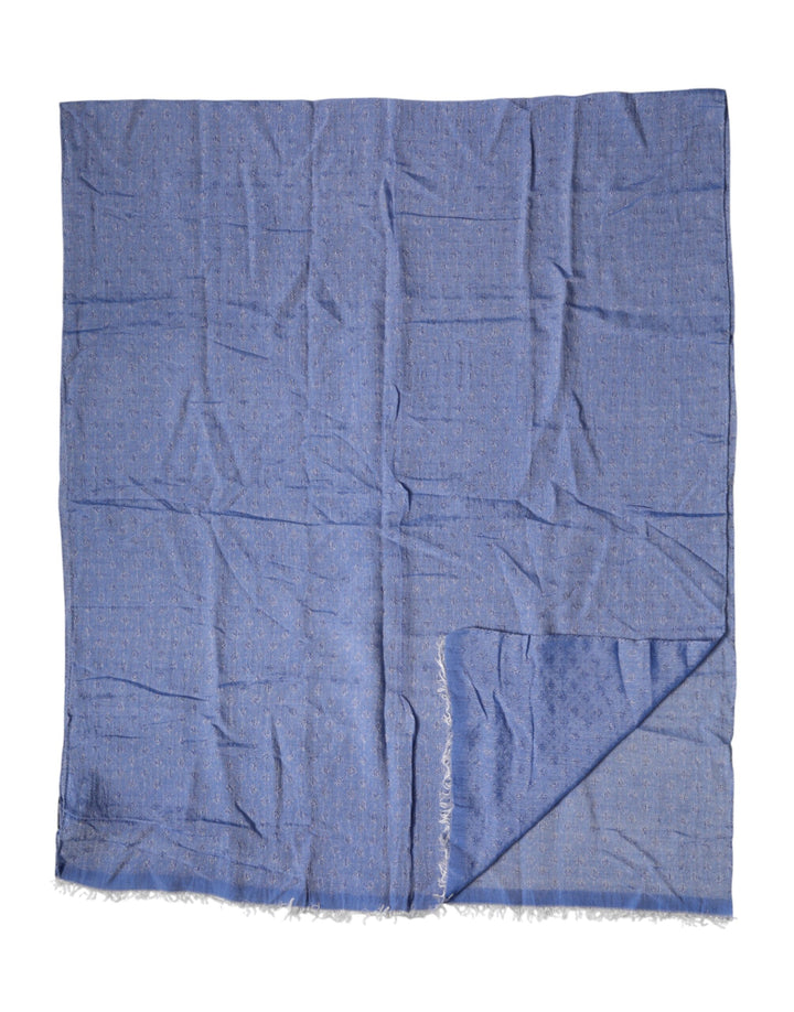 Dolce & Gabbana Blue Lace Stole Cotton Neck Wrap Shawl Scarf