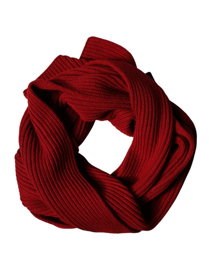 Dolce & Gabbana Red Wool Knitted Neck Wrap Shawl Men Scarf