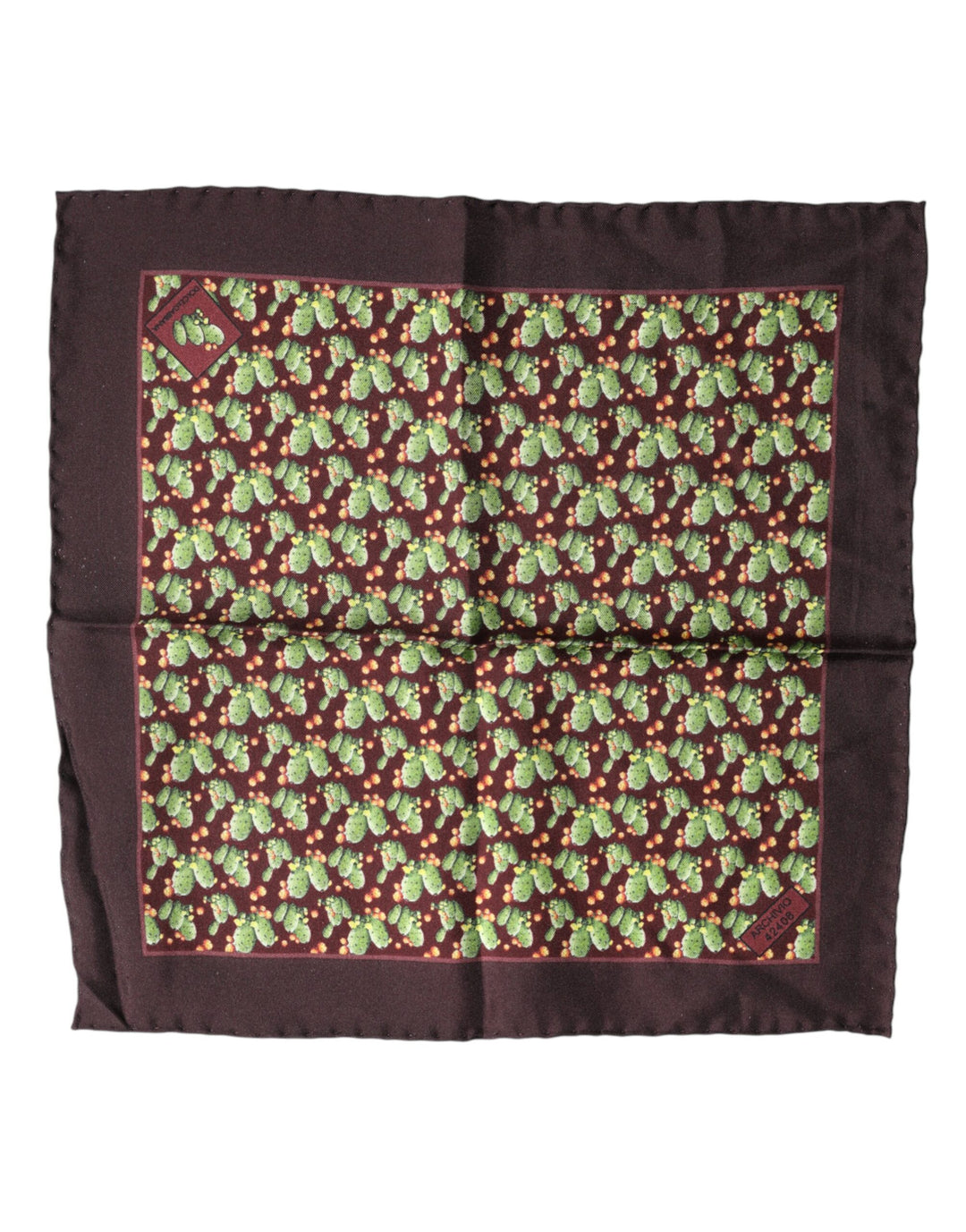 Dolce & Gabbana Brown Cactus Print Square Handkerchief Scarf
