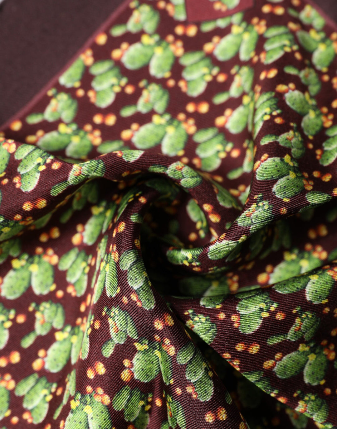 Dolce & Gabbana Brown Cactus Print Square Handkerchief Scarf