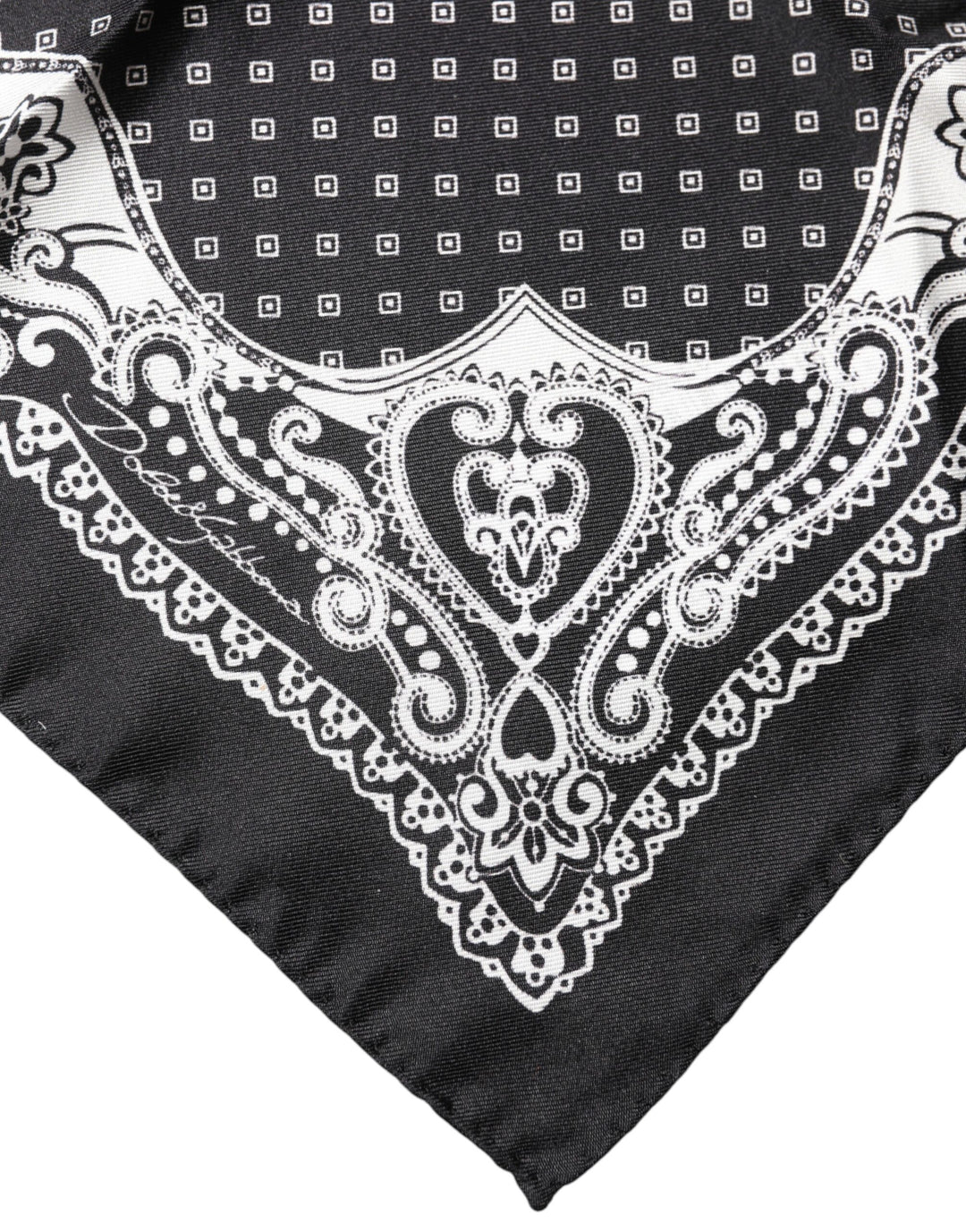 Dolce & Gabbana Black Bandana Print Square Handkerchief Scarf