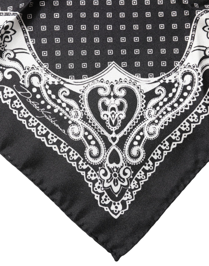 Dolce & Gabbana Black Bandana Print Square Handkerchief Scarf