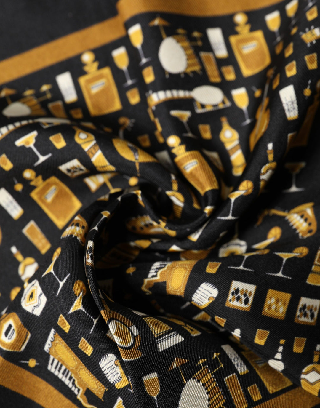 Dolce & Gabbana Black Jazz Club Square Handkerchief Scarf