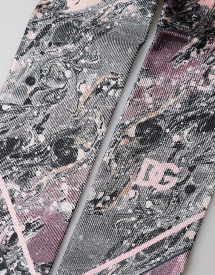 Dolce & Gabbana Multicolor Marble Neck Silk Wrap Foulard Scarf