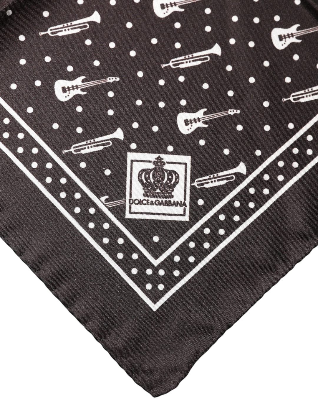 Dolce & Gabbana Black Guitar Trumpet Men Handkerchief Scarf