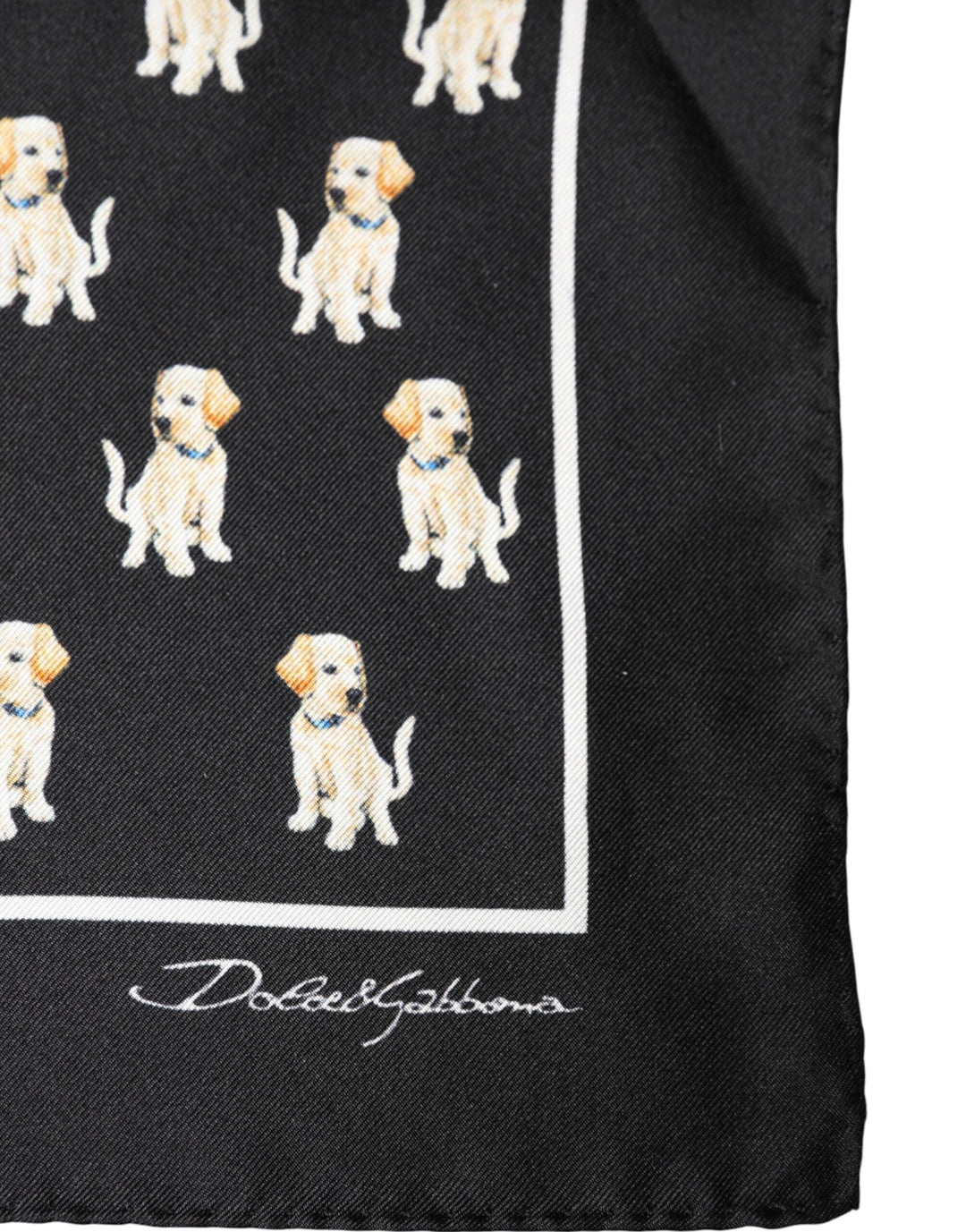 Dolce & Gabbana Black Dog Print Square Handkerchief Scarf