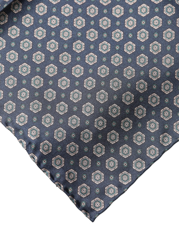 Dolce & Gabbana Blue Patterned Silk Square Handkerchief Scarf