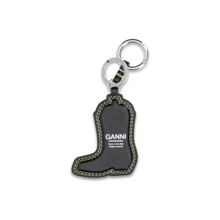 Ganni Black Recycled Leather Keychain