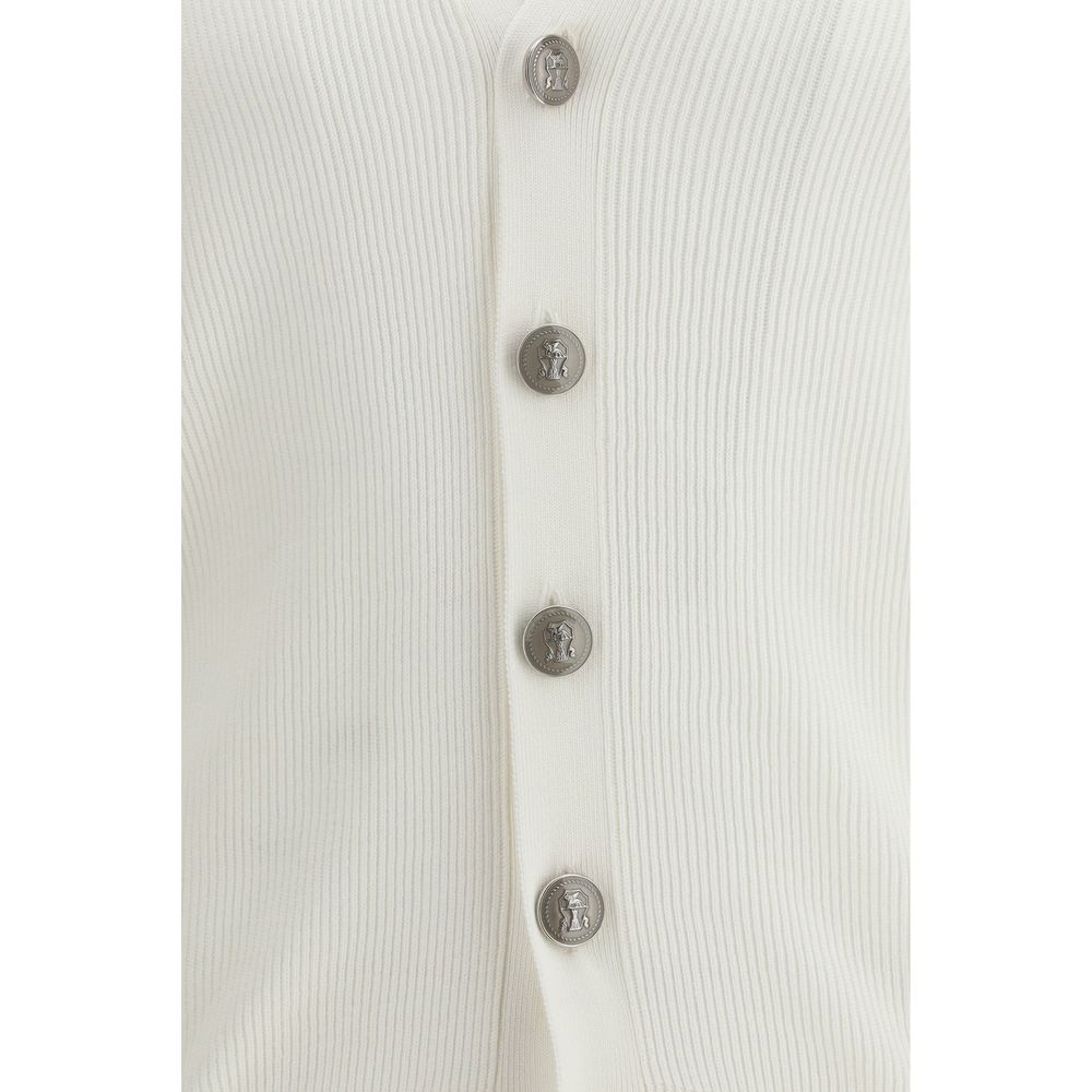 Brunello Cucinelli White Cotton Cardigan