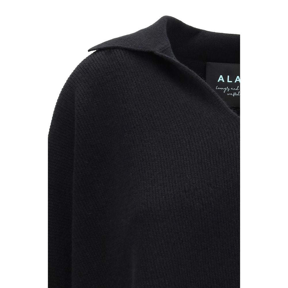 Alanui Black Cashmere Polo Shirt