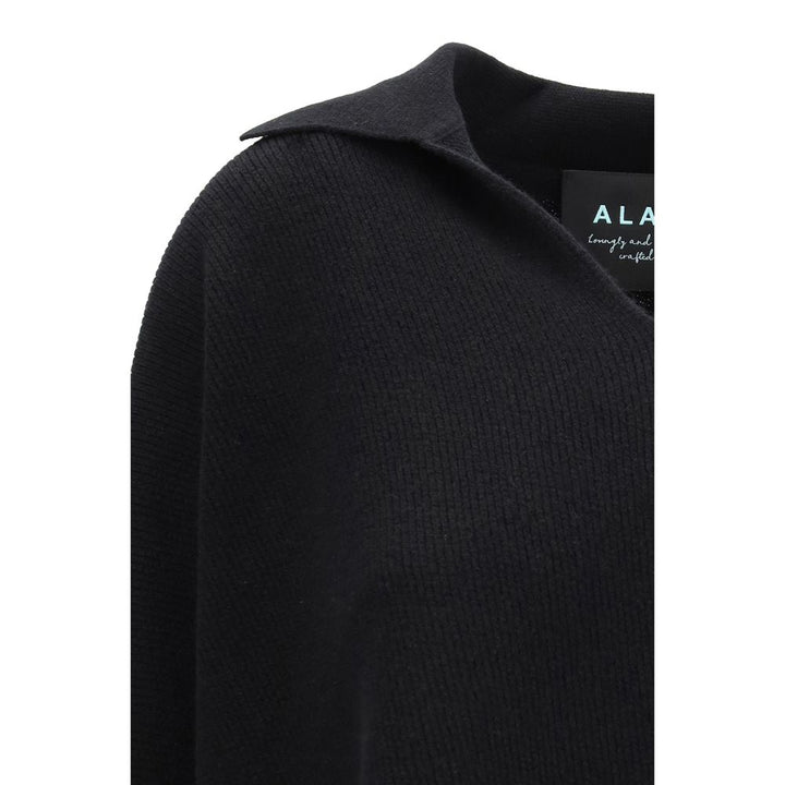 Alanui Black Cashmere Polo Shirt