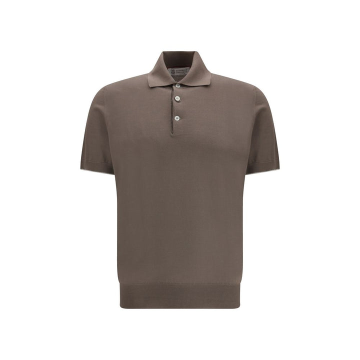 Brunello Cucinelli Brown Cotton Polo Shirt