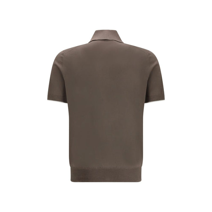 Brunello Cucinelli Brown Cotton Polo Shirt